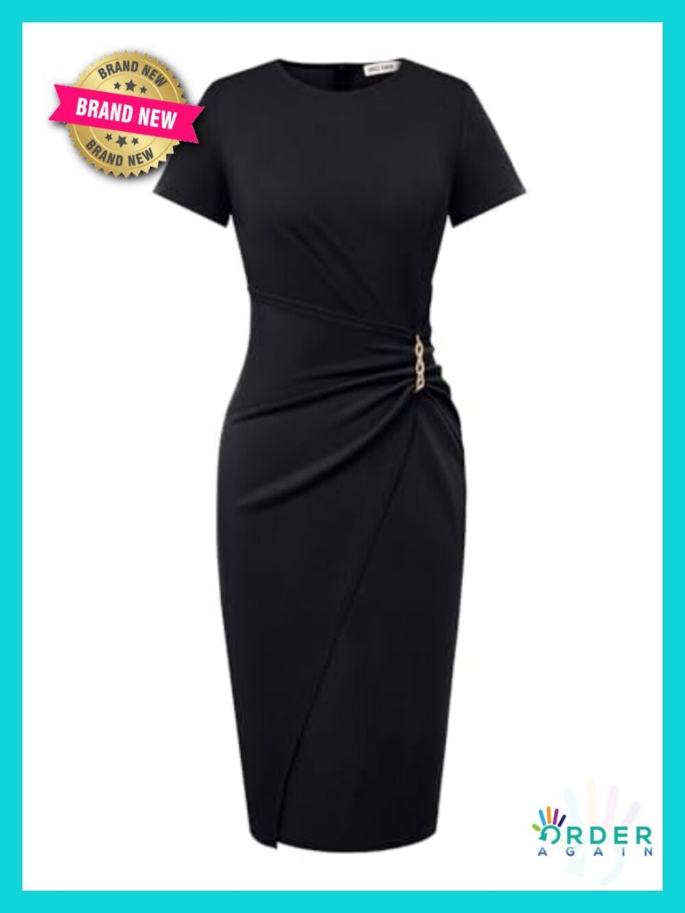 Sheath Business Midi Dress Short Sleeve Bodycon Office Cocktail Work